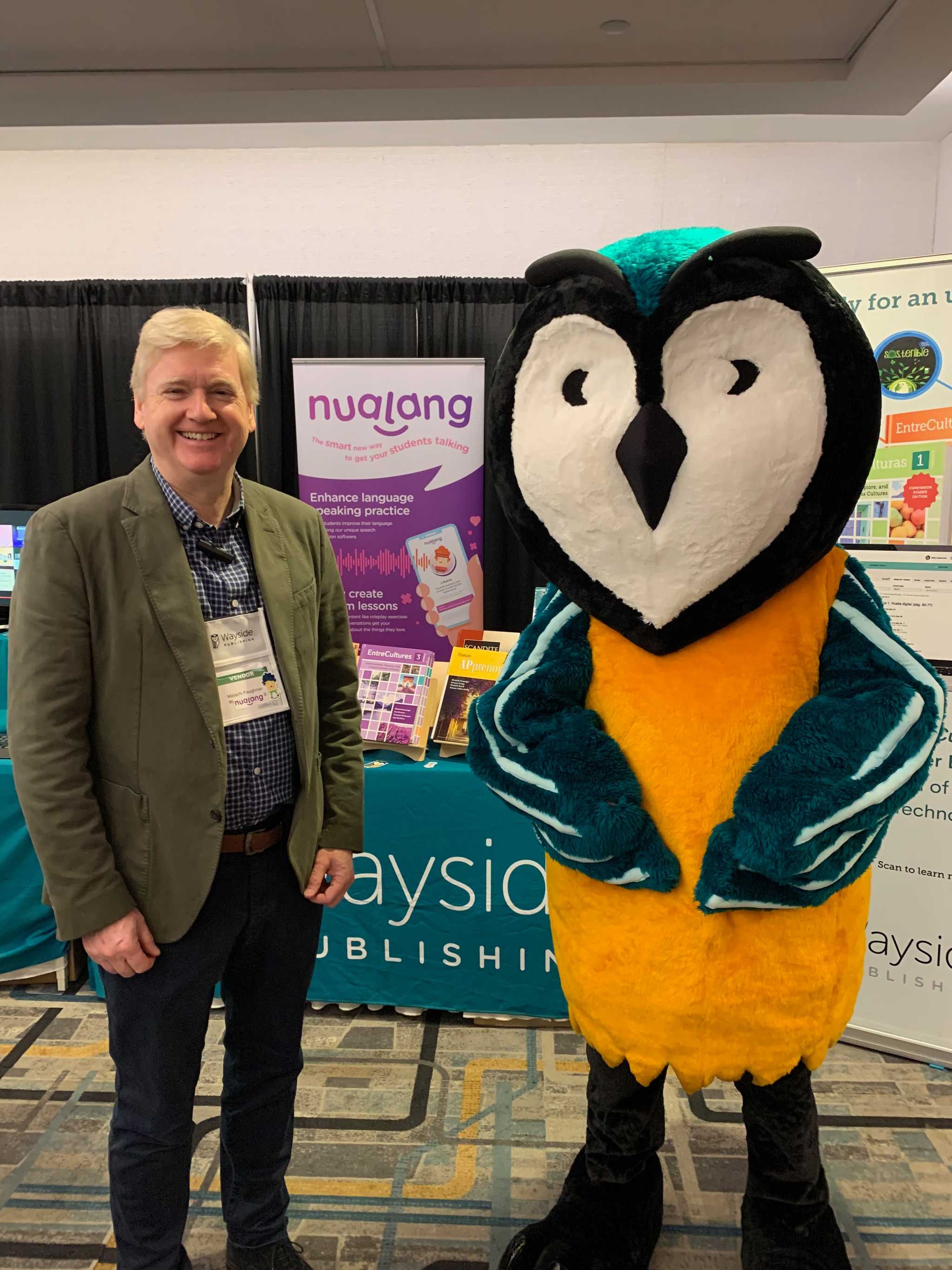 Nualang's Chief Strategy Officer, Malachi Faughnan with Wayside's Candoo